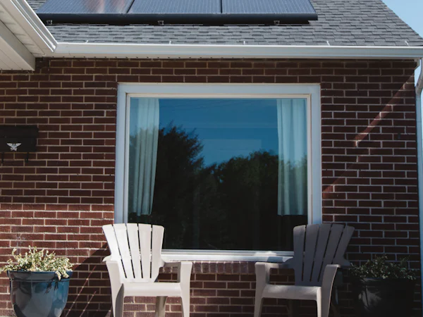 Brick home with solar panels