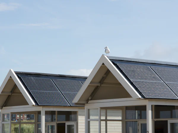 Gabled home with solar panels